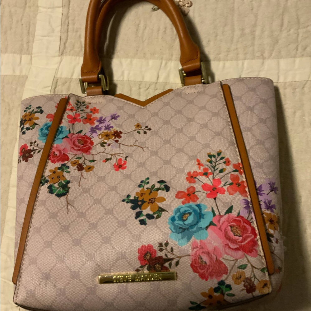 Steve Madden Floral Satchel with Tan Accents